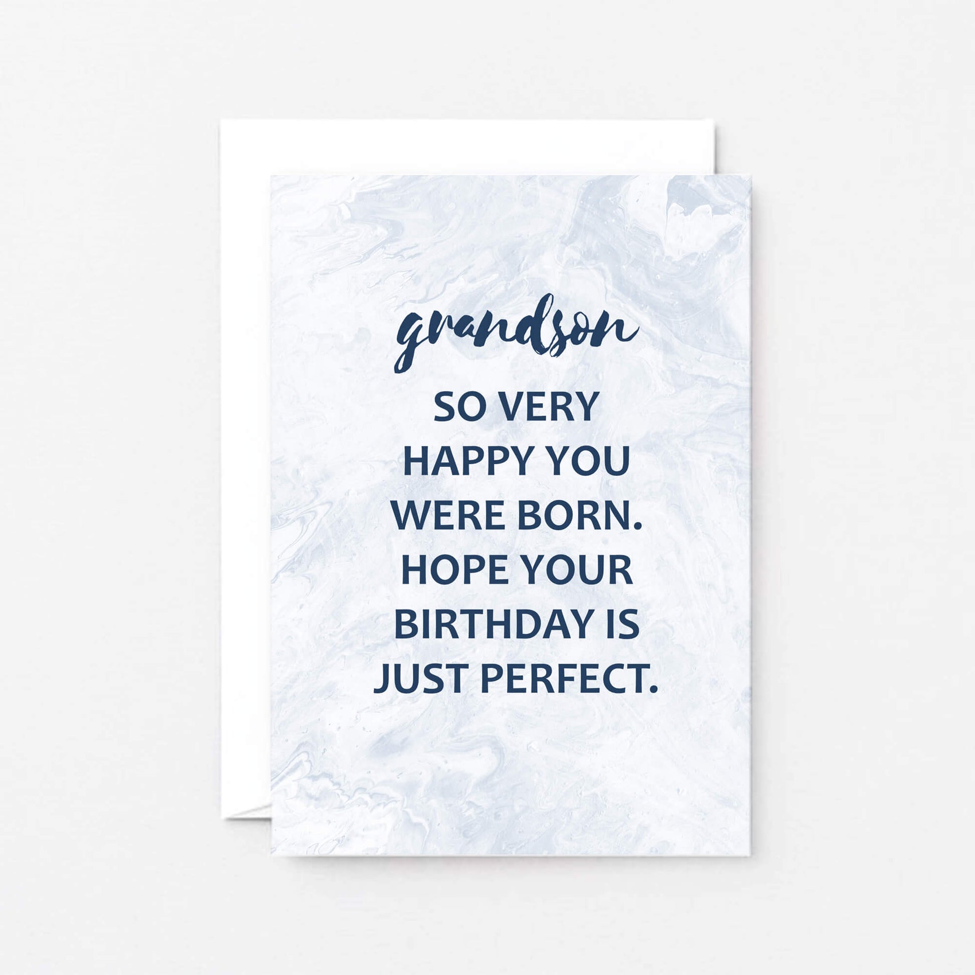 Grandson Birthday Card by SixElevenCreations. Reads Grandson So very happy you were born. Hope your birthday is just perfect. Product Code SE3014A6