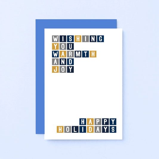 Holiday Card by SixElevenCreations. Reads Wishing you warmth and joy. Happy holidays. Product Code SEC0035A6