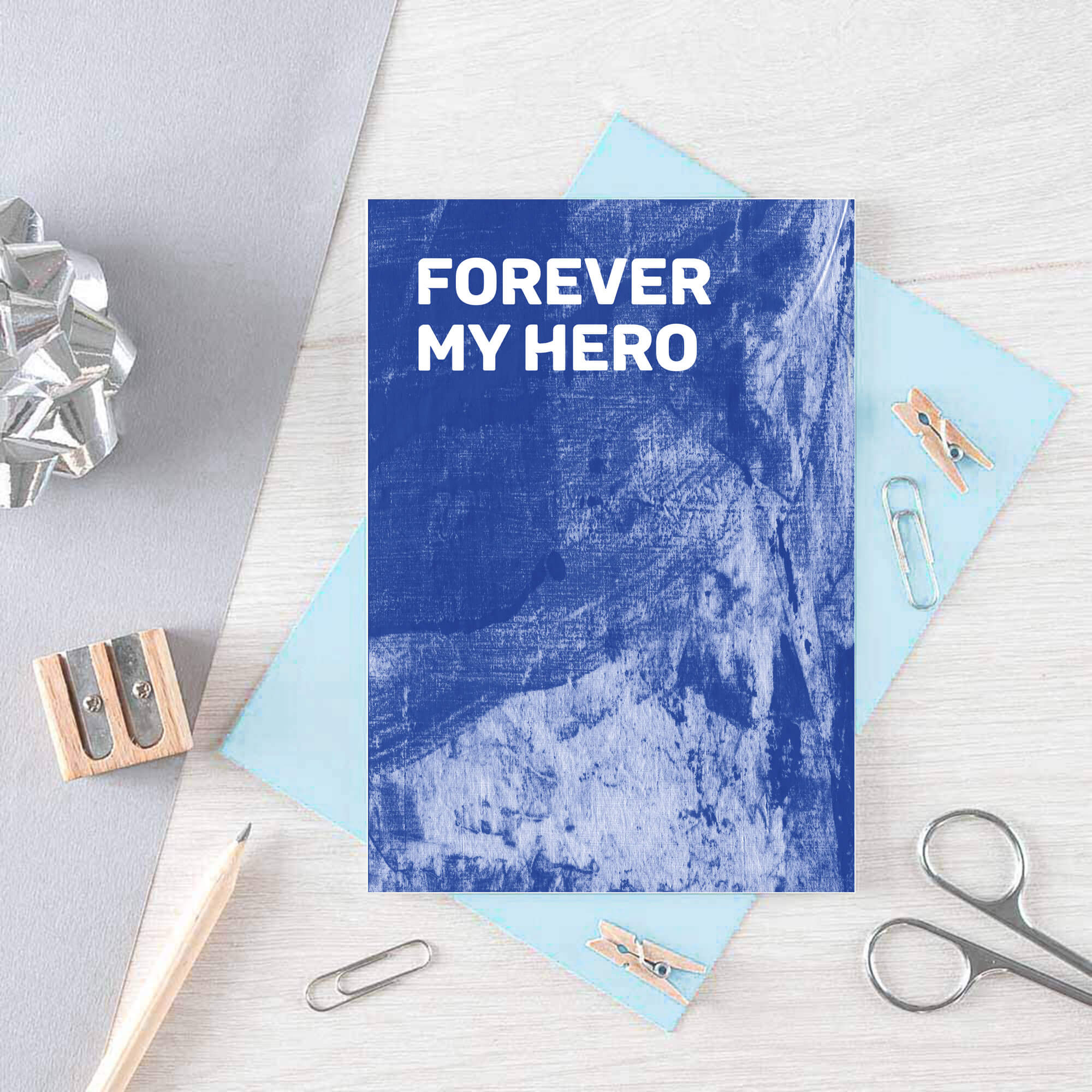Thank You Card by SixElevenCreations. Reads Forever my hero. Product Code SE0807A6
