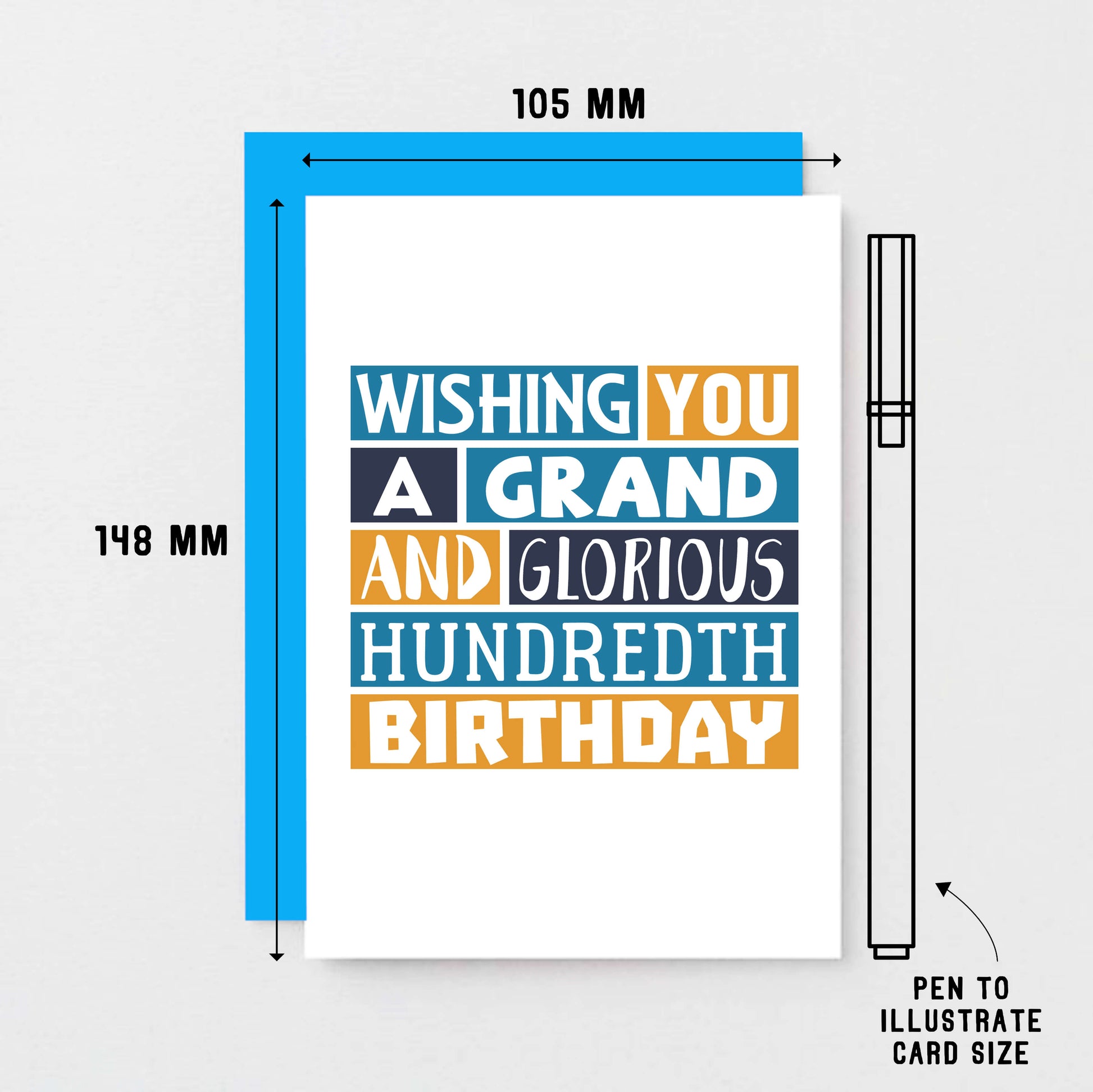 100th Birthday Card by SixElevenCreations. Reads Wishing you a grand and glorious hundredth birthday. Product Code SE0255A6