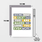 Dad Card From Partner by SixElevenCreations. Reads Seeing what a great dad you are makes me love you even more. Product Code SE0034A6