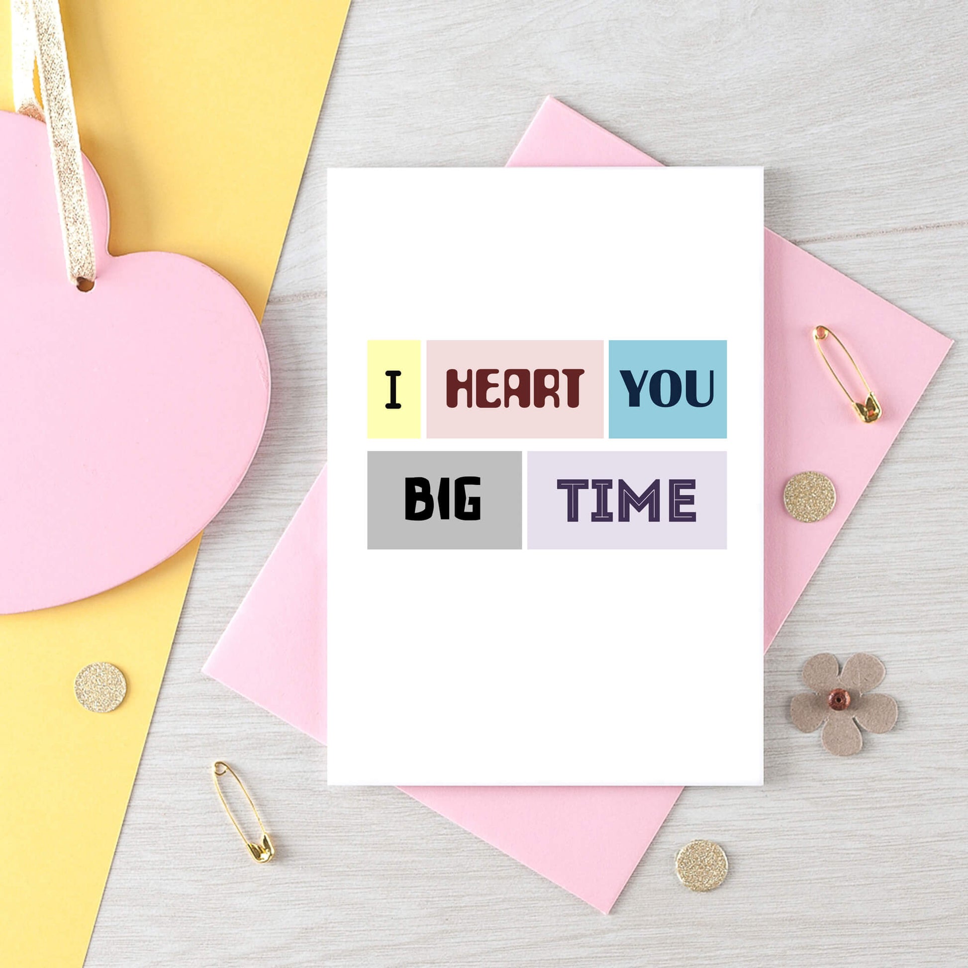 Love Card by SixElevenCreations. Reads I heart you big time. Product Code SE0087A6