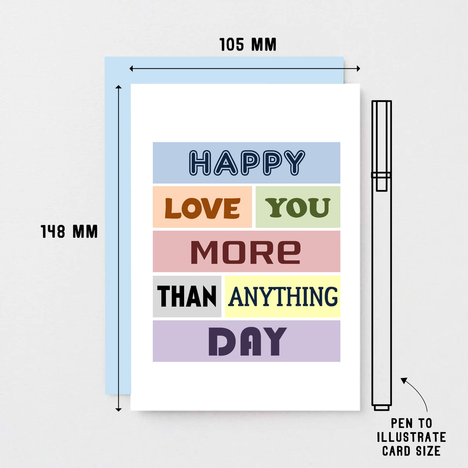 Romantic Love Card by SixElevenCreations. Reads Happy love you more than anything day. Product Code SE0088A6