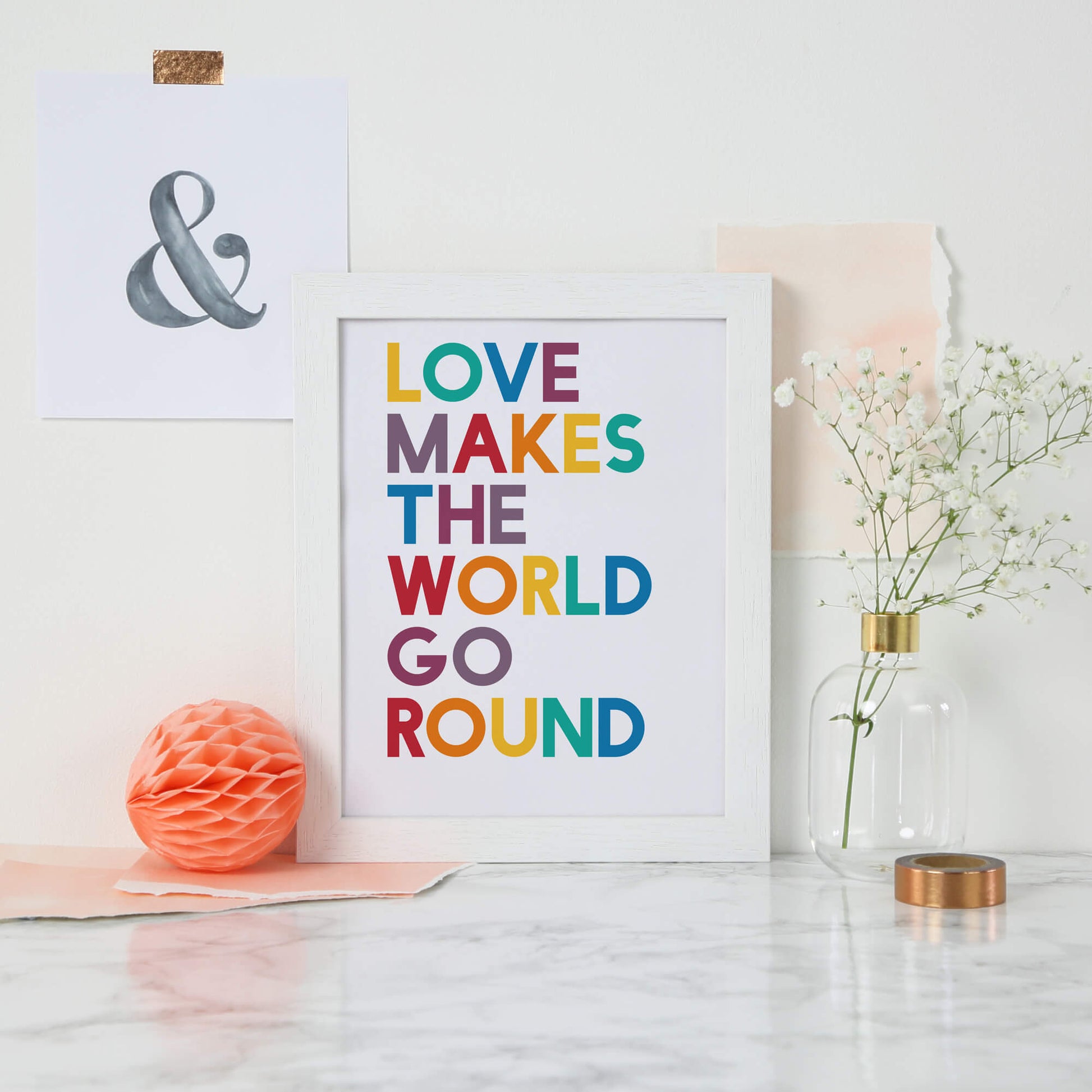 Love Makes The World Go Round Typography Print by SixElevenCreations. Product Code SEP0203
