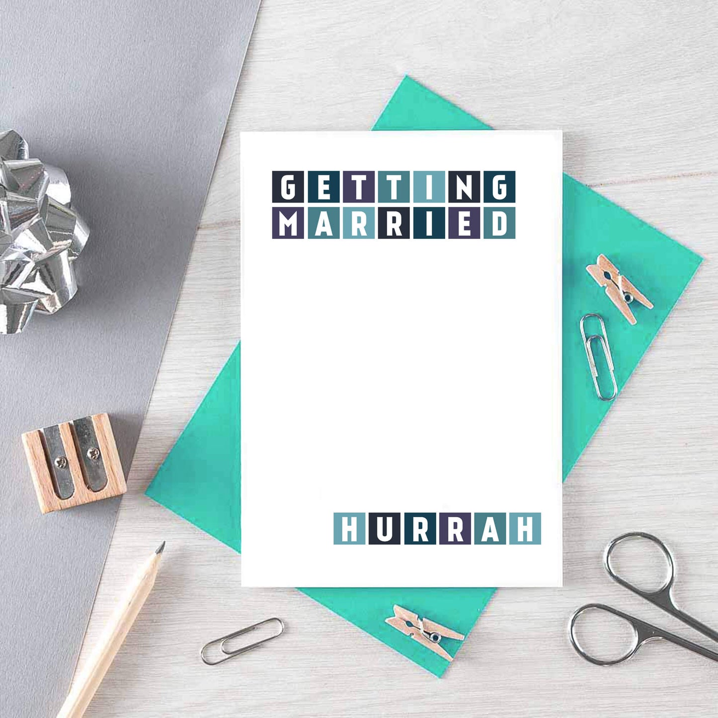 Wedding Card by SixElevenCreations. Reads Getting Married Hurrah. Product Code SE0244A6