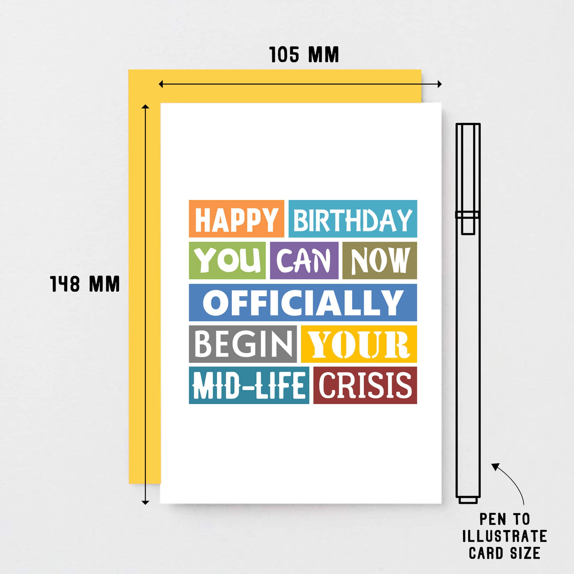 Birthday Card by SixElevenCreations. Reads Happy birthday You can now officially begin your mid-life crisis. Product Code SE0157A6