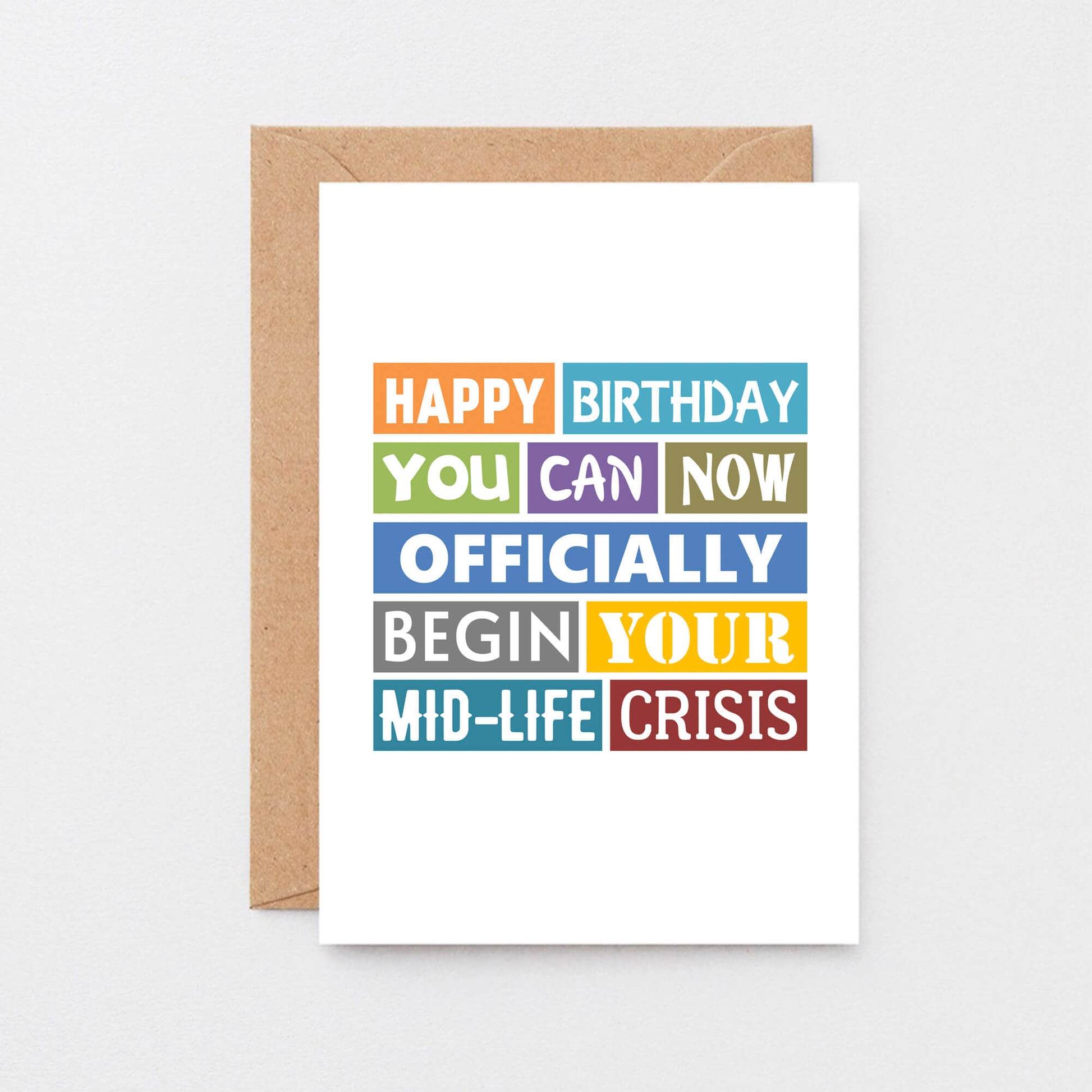 Birthday Card by SixElevenCreations. Reads Happy birthday You can now officially begin your mid-life crisis. Product Code SE0157A6