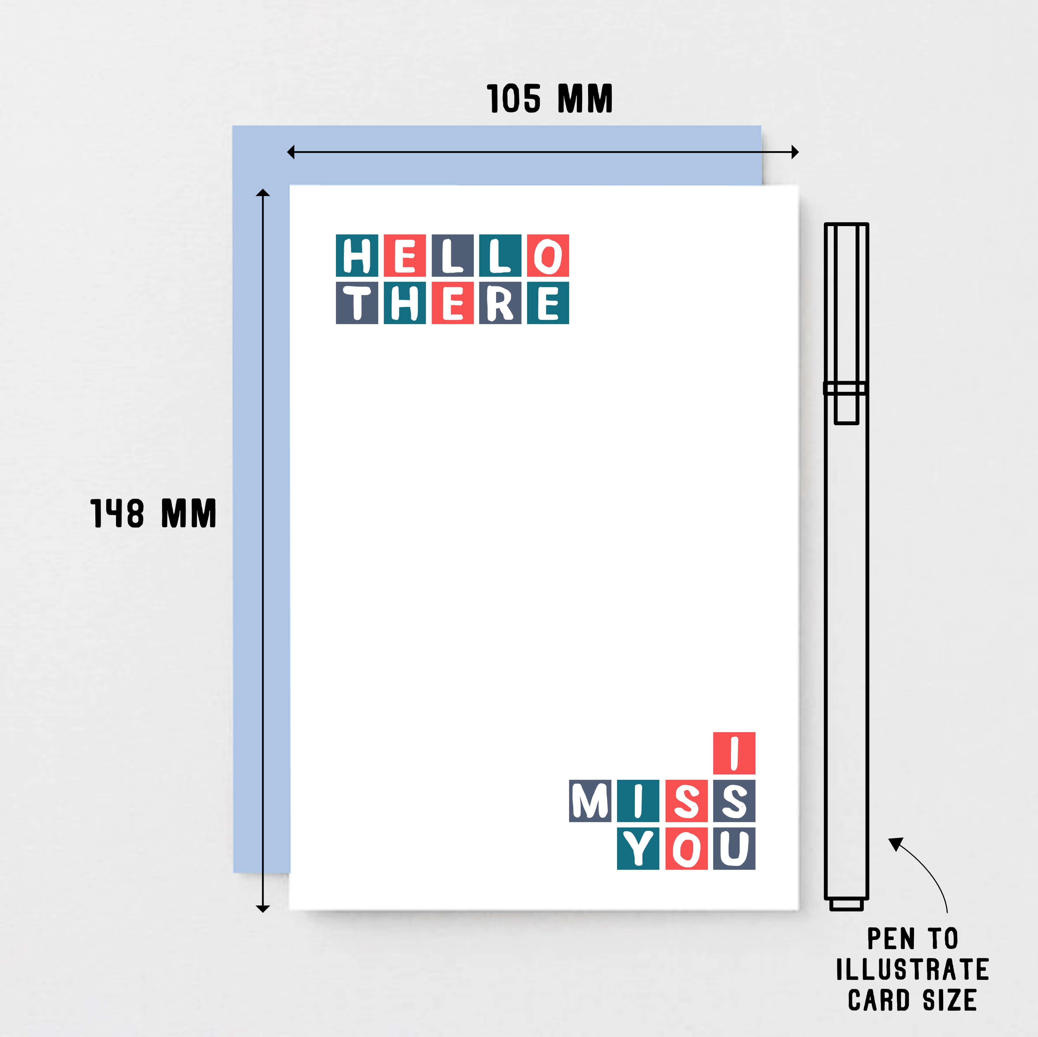 Miss You Card by SixElevenCreations. Reads Hello there I miss you. Product Code SE0324A6