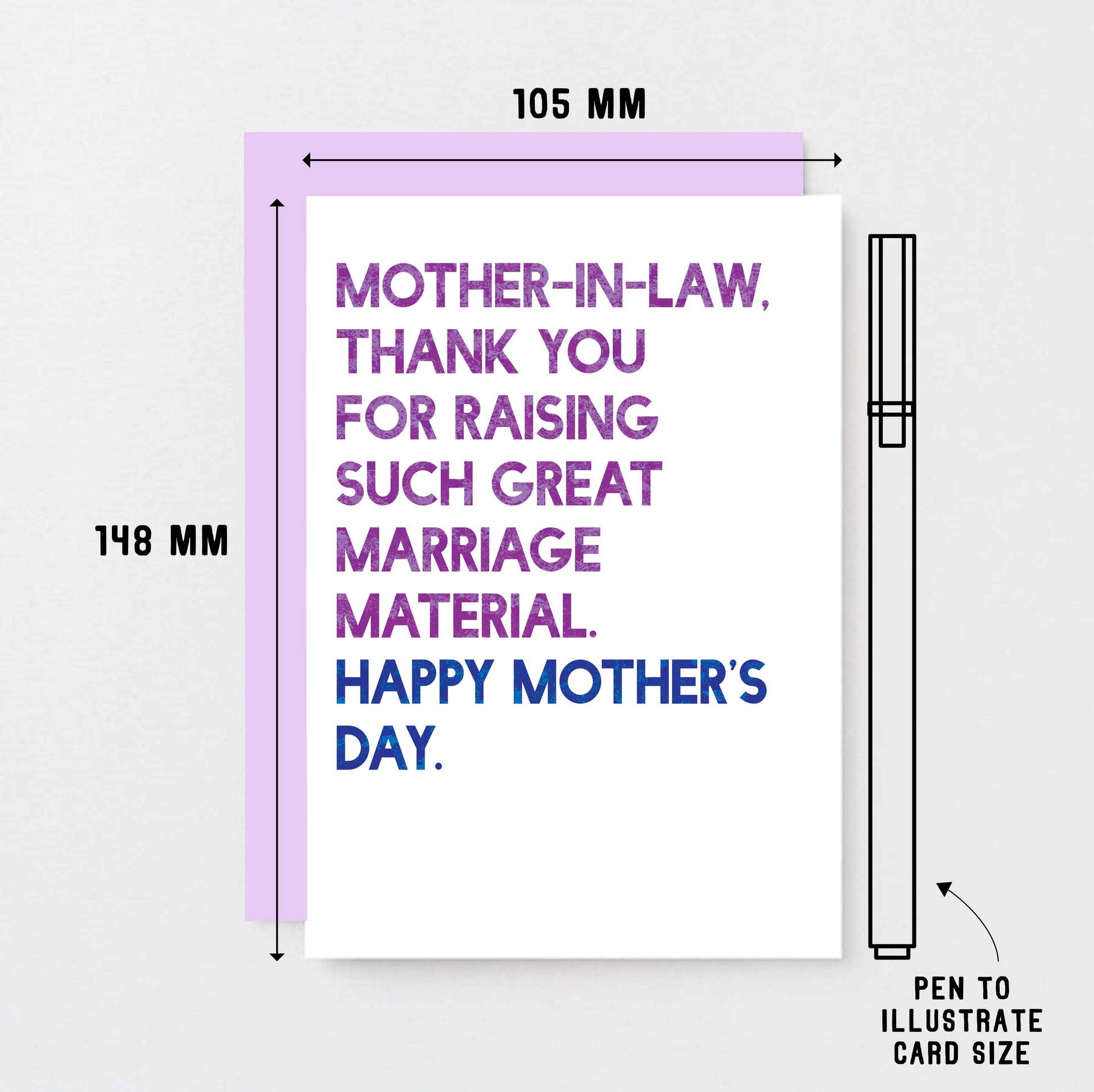 Mother's Day Card by SixElevenCreations. Reads Mother-in-law. Thank you for raising such great marriage material. Happy Mother's Day. Product Code SEM0093A6