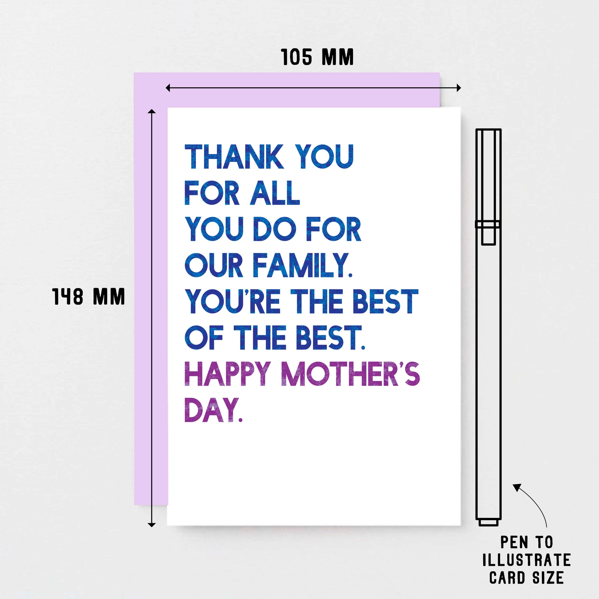 Mother's Day Card by SixElevenCreations. Card reads Thank you for all you do for our family. You're the best of the best. Happy Mother's Day. Product Code SEM0036A6
