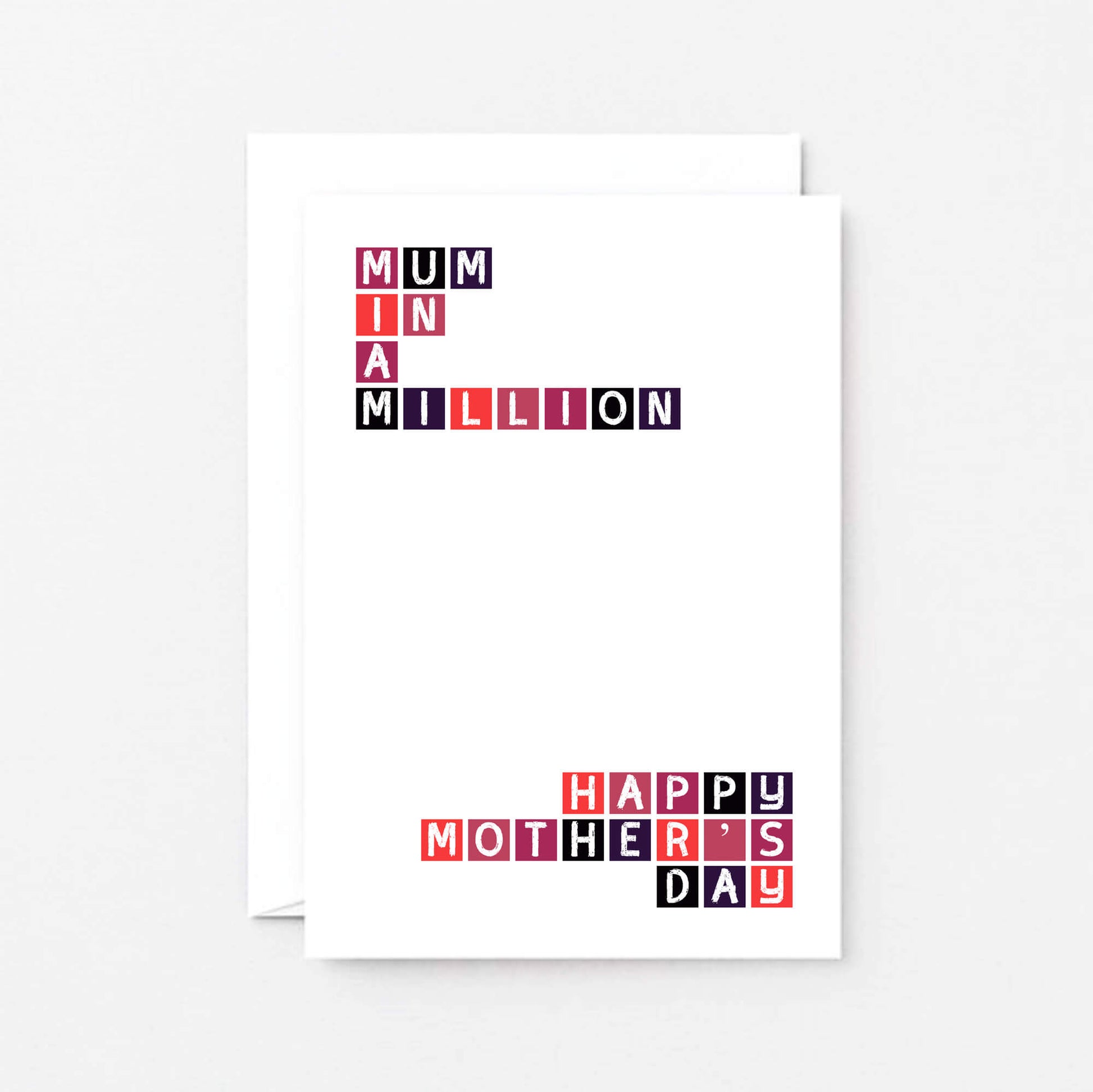 Mother's Day Card by SixElevenCreations. Reads Mum in a million. Happy Mother's Day. Product Code SEM0011A6