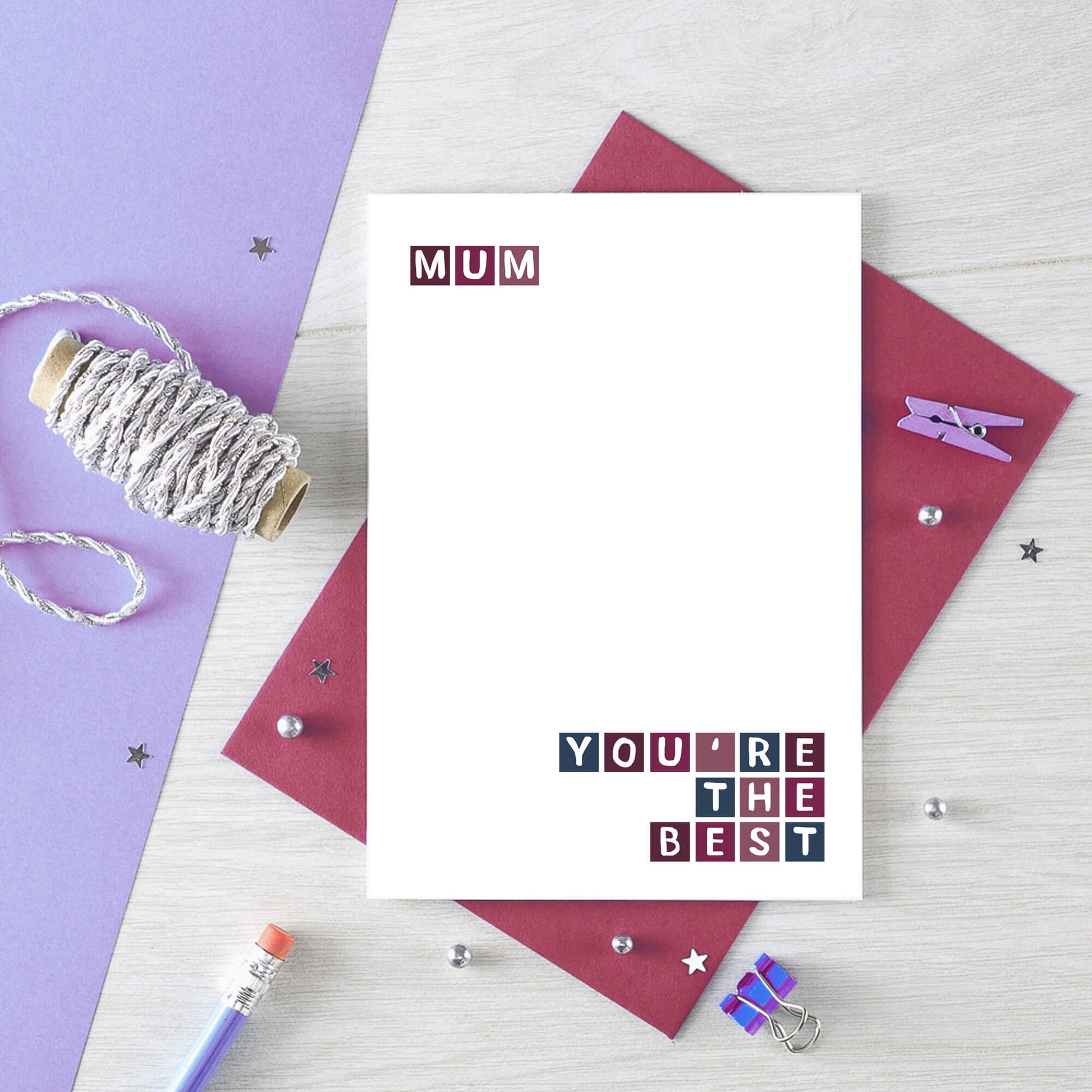 Best Mum Card by SixElevenCreations. Reads Mum You're the best. Product Code SE0263A6