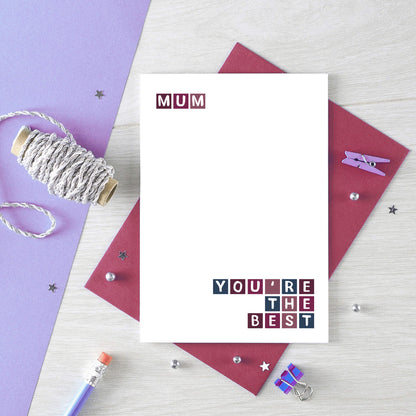 Best Mum Card by SixElevenCreations. Reads Mum You're the best. Product Code SE0263A6