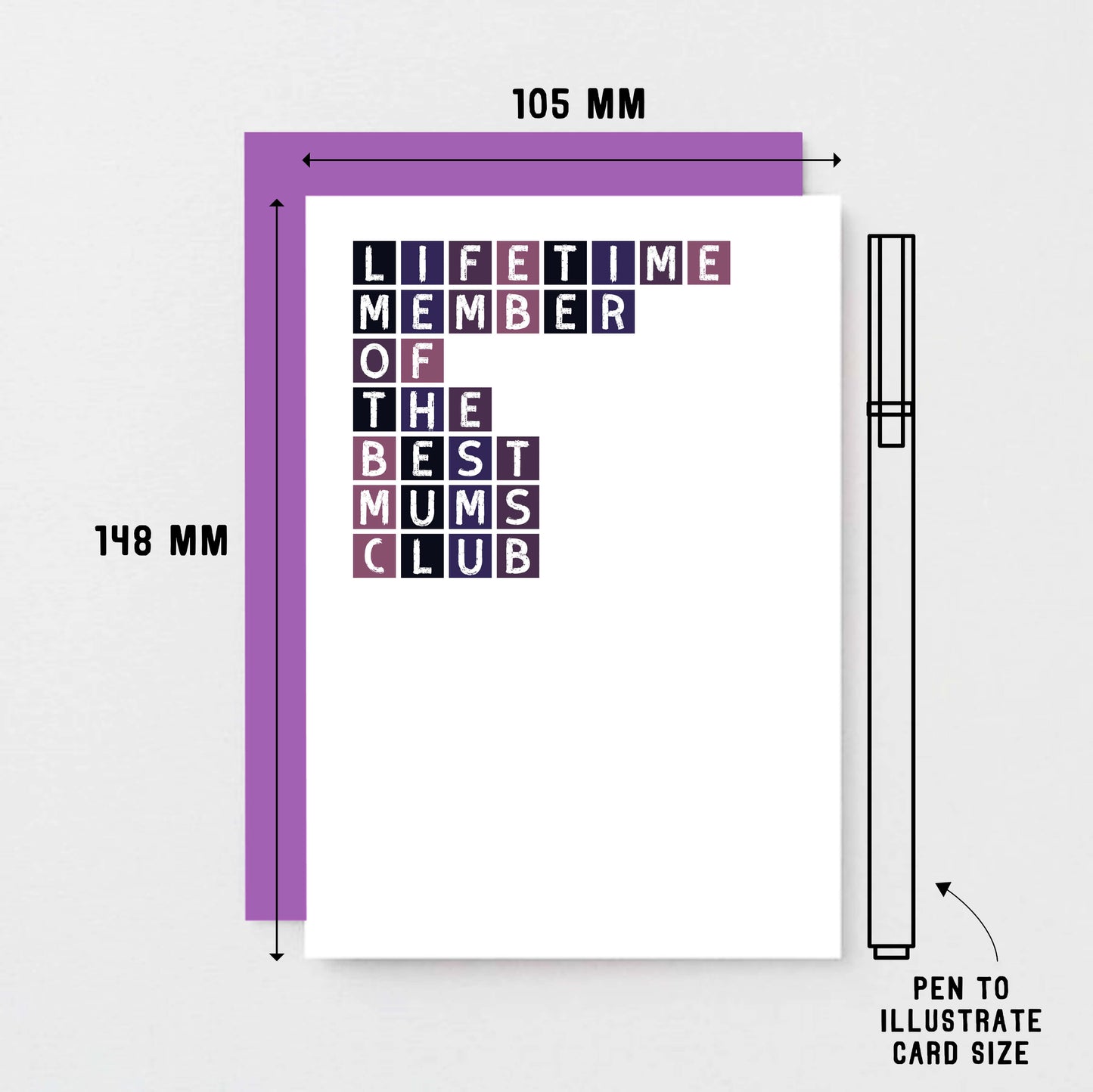 Best Mum Card by SixElevenCreations. Reads Lifetime member of the best mums club. Product Code SE0303A6