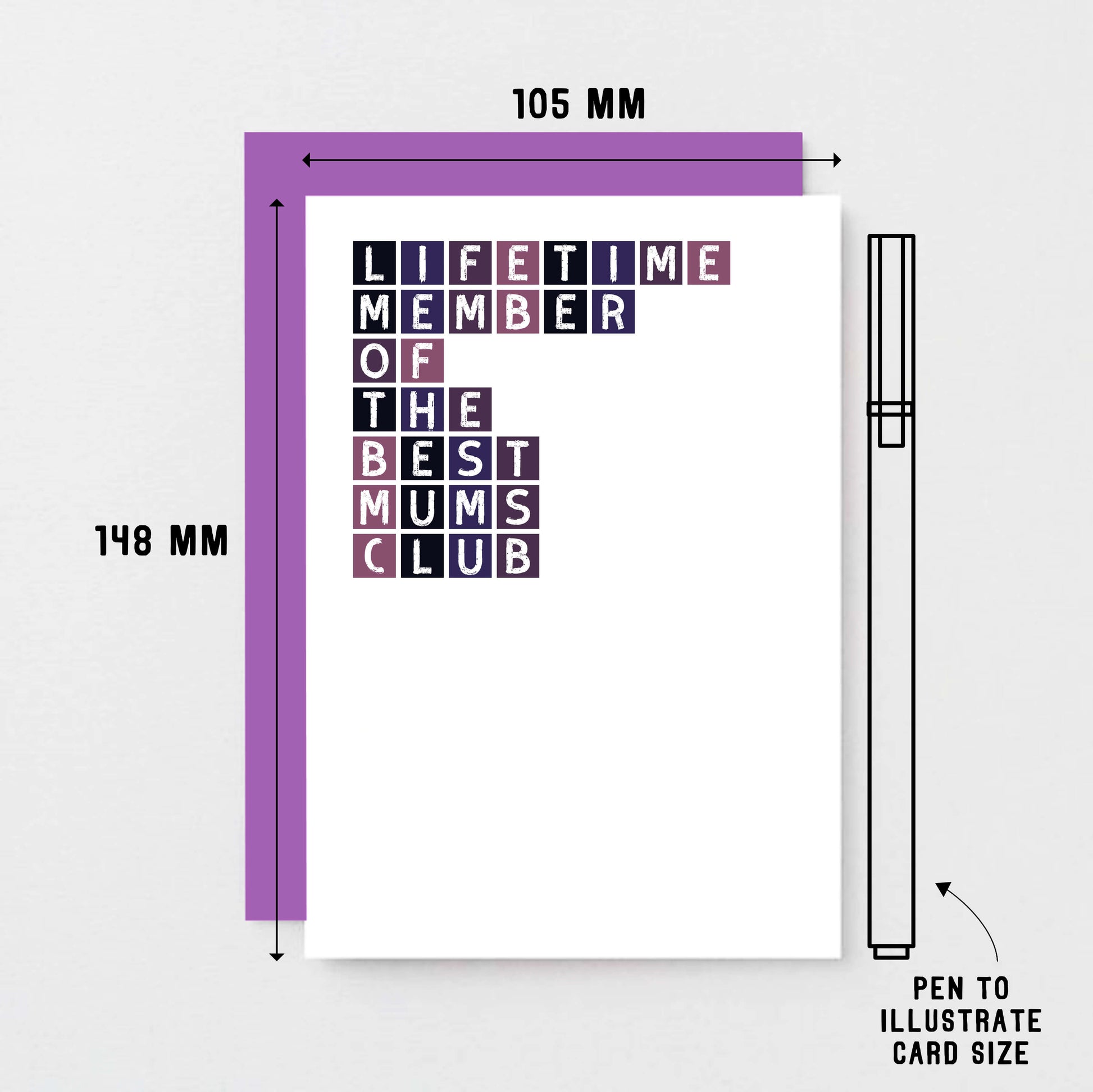 Best Mum Card by SixElevenCreations. Reads Lifetime member of the best mums club. Product Code SE0303A6