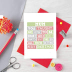 Mum Christmas Card by SixElevenCreations. Reads Mum You taught me how to be smart with money. That's why this is all you're getting. Merry Christmas. Product Code SEC0006A6