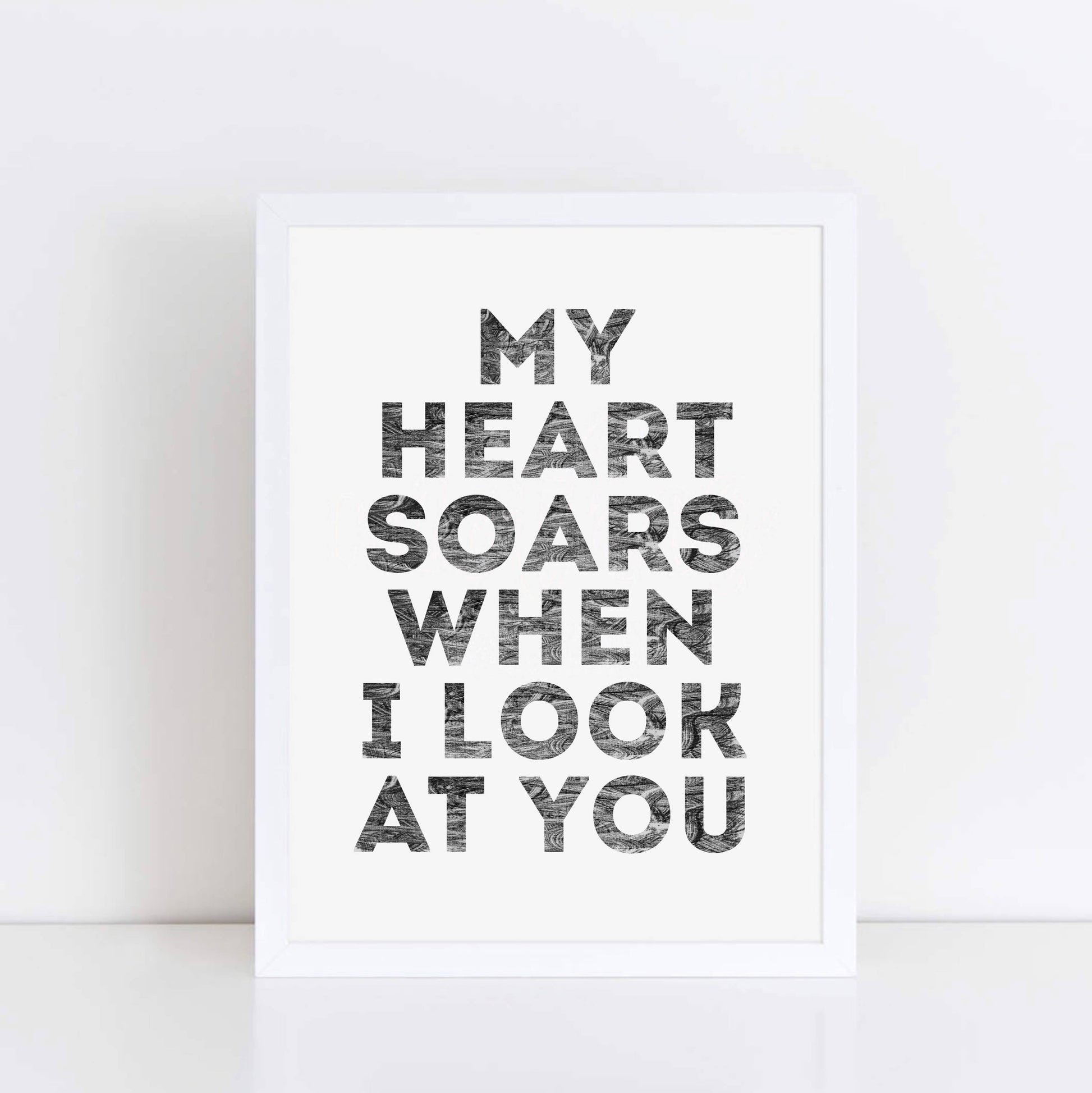 Monochrome Art with the quote My Heart Soars When I Look At You by SixElevenCreations. Product Code SEP0402