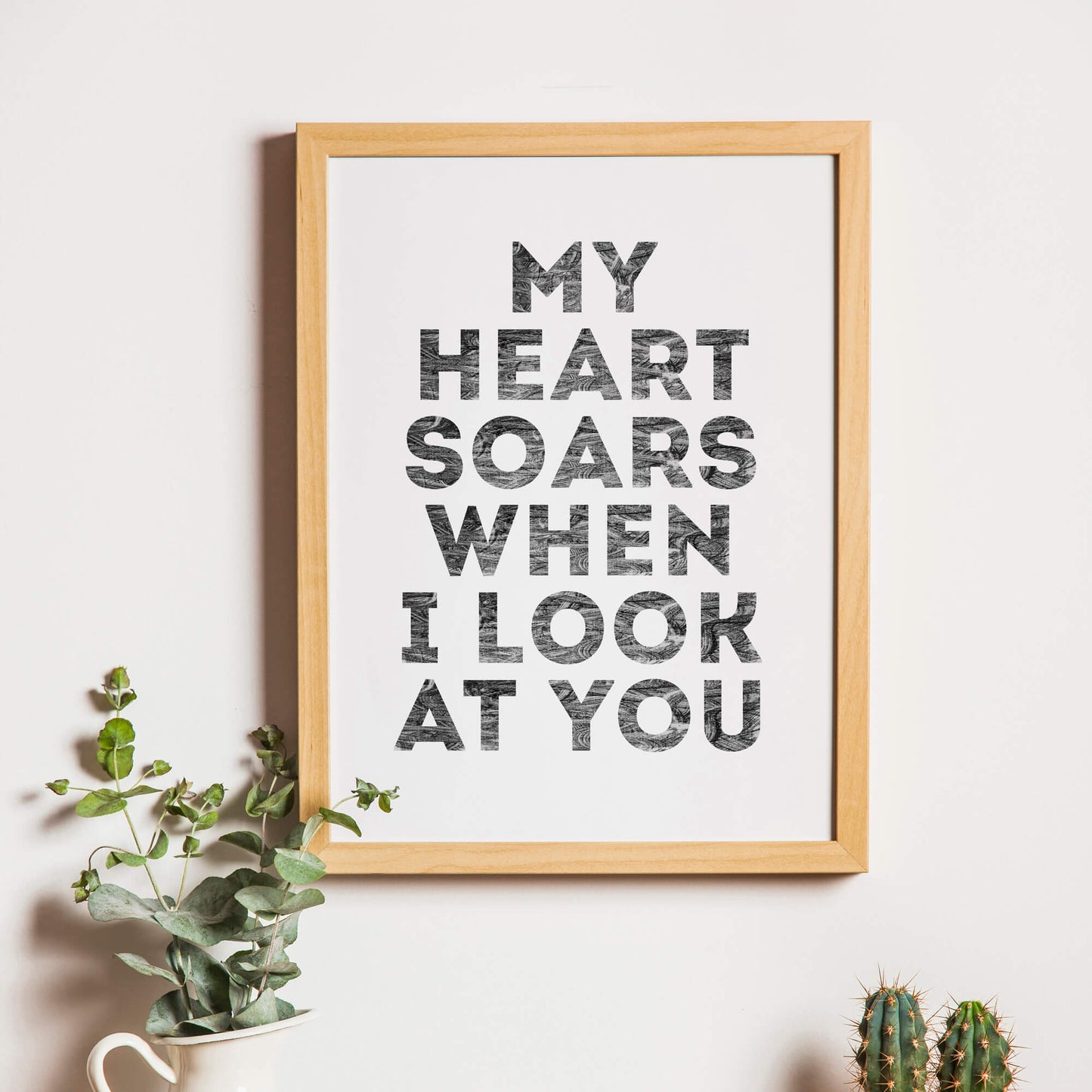 Monochrome Art with the quote My Heart Soars When I Look At You by SixElevenCreations. Product Code SEP0402