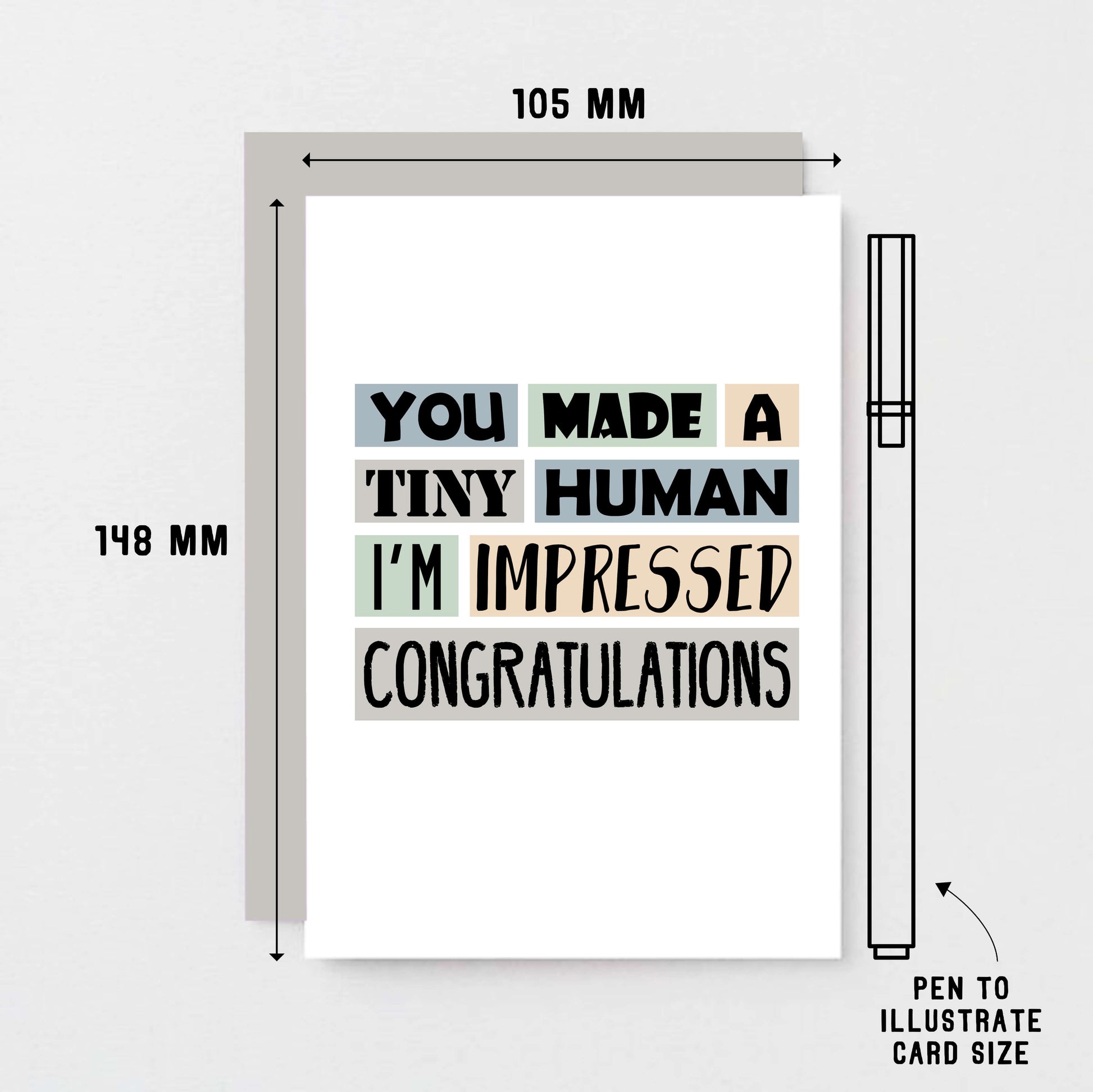 New Baby Card by SixElevenCreations. Reads You made a tiny human. I'm impressed. Congratulations. Product Code SE0311A6