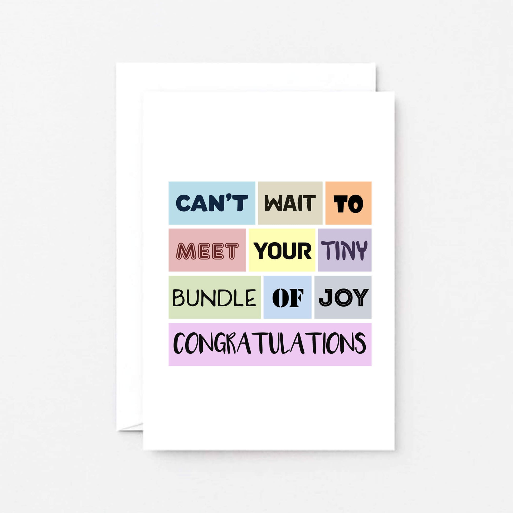New Baby Card by SixElevenCreations. Reads Can't wait to meet your tiny bundle of joy. Congratulations. Product Code SE0114A6
