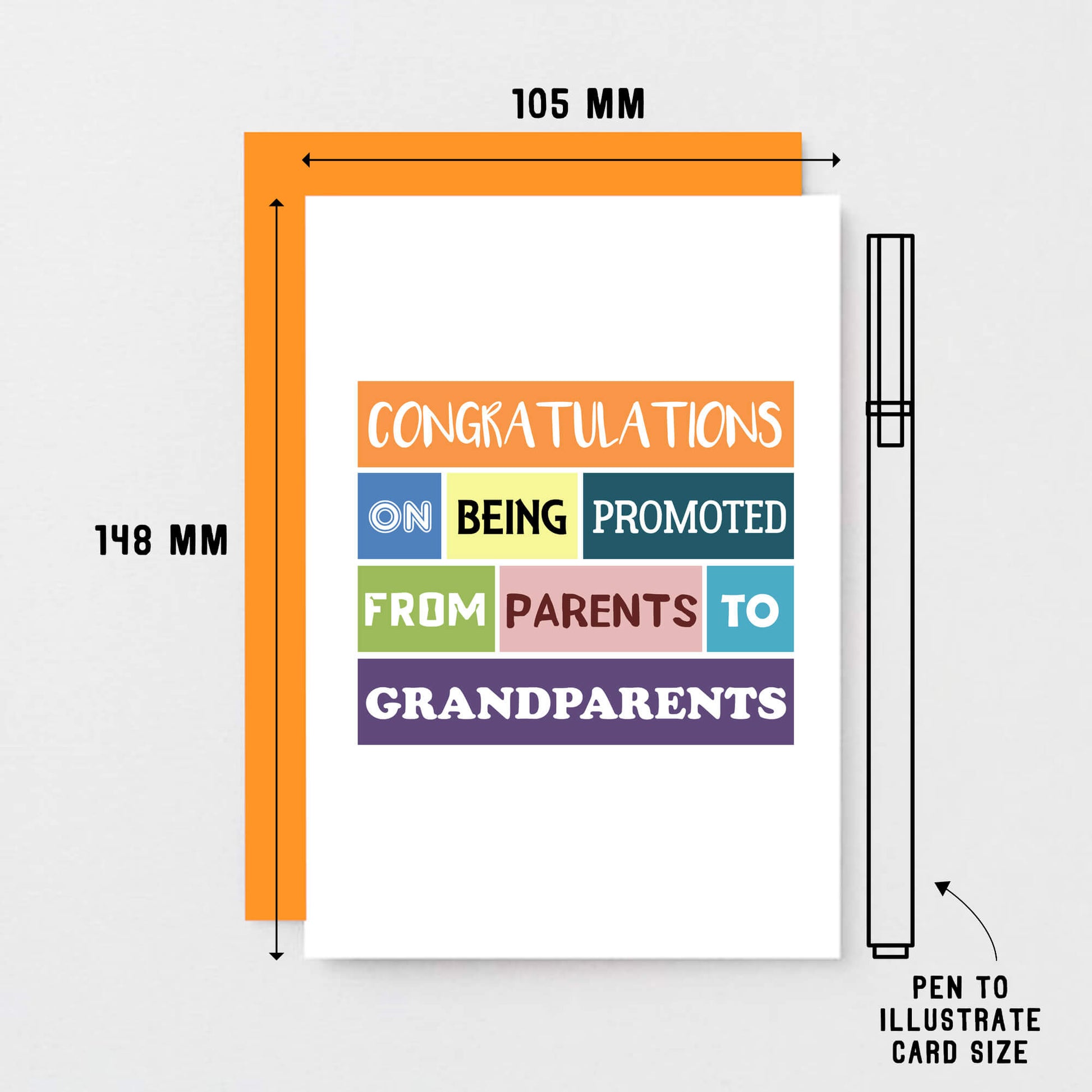 Grandparents New Baby Card by SixElevenCreations. Reads Congratulations on being promoted from parents to grandparents. Product Code SE0122A6