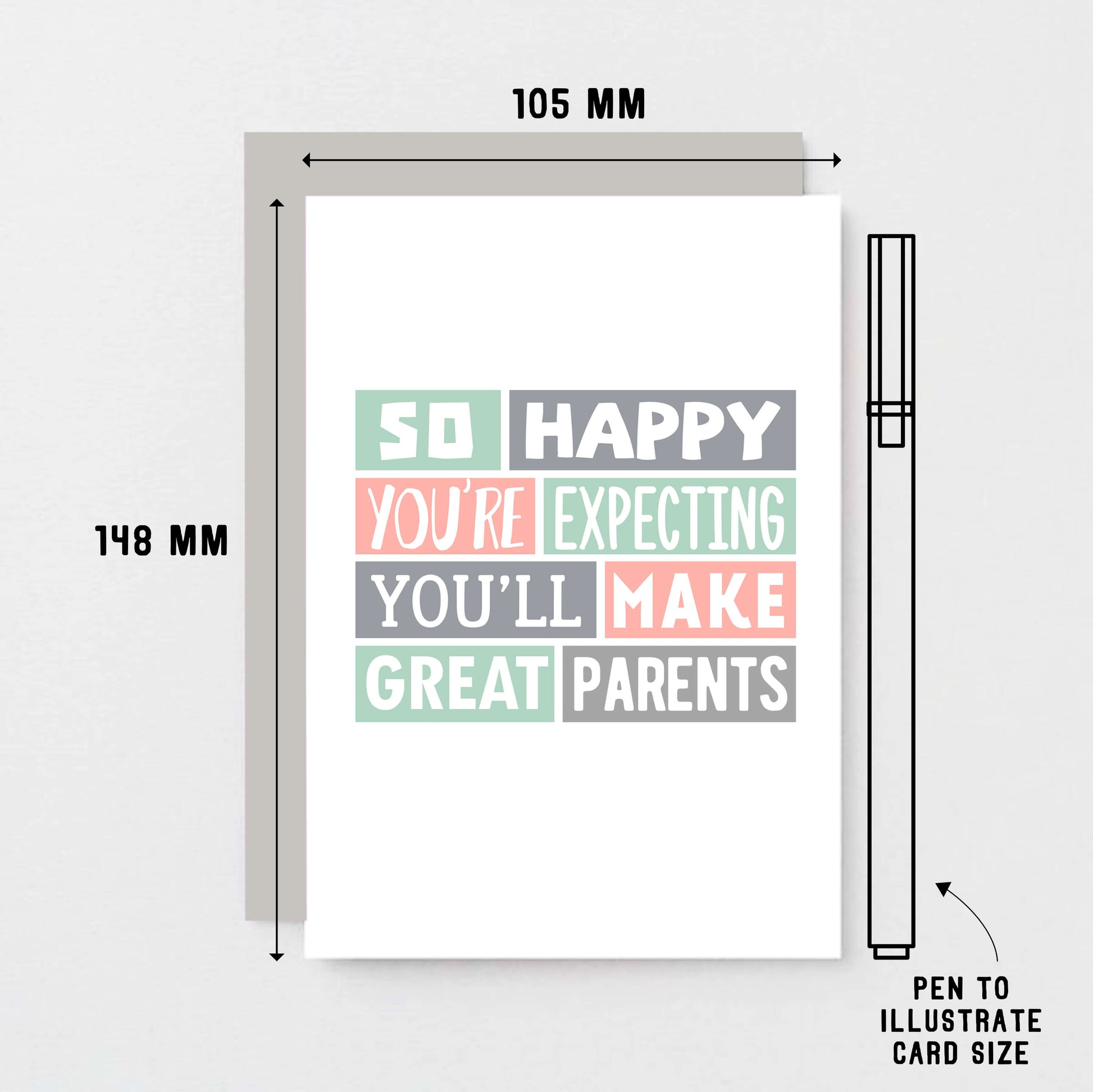 Expectant Parents Card. Reads So happy you're expecting. You'll make great parents. Product Code SE0300A6