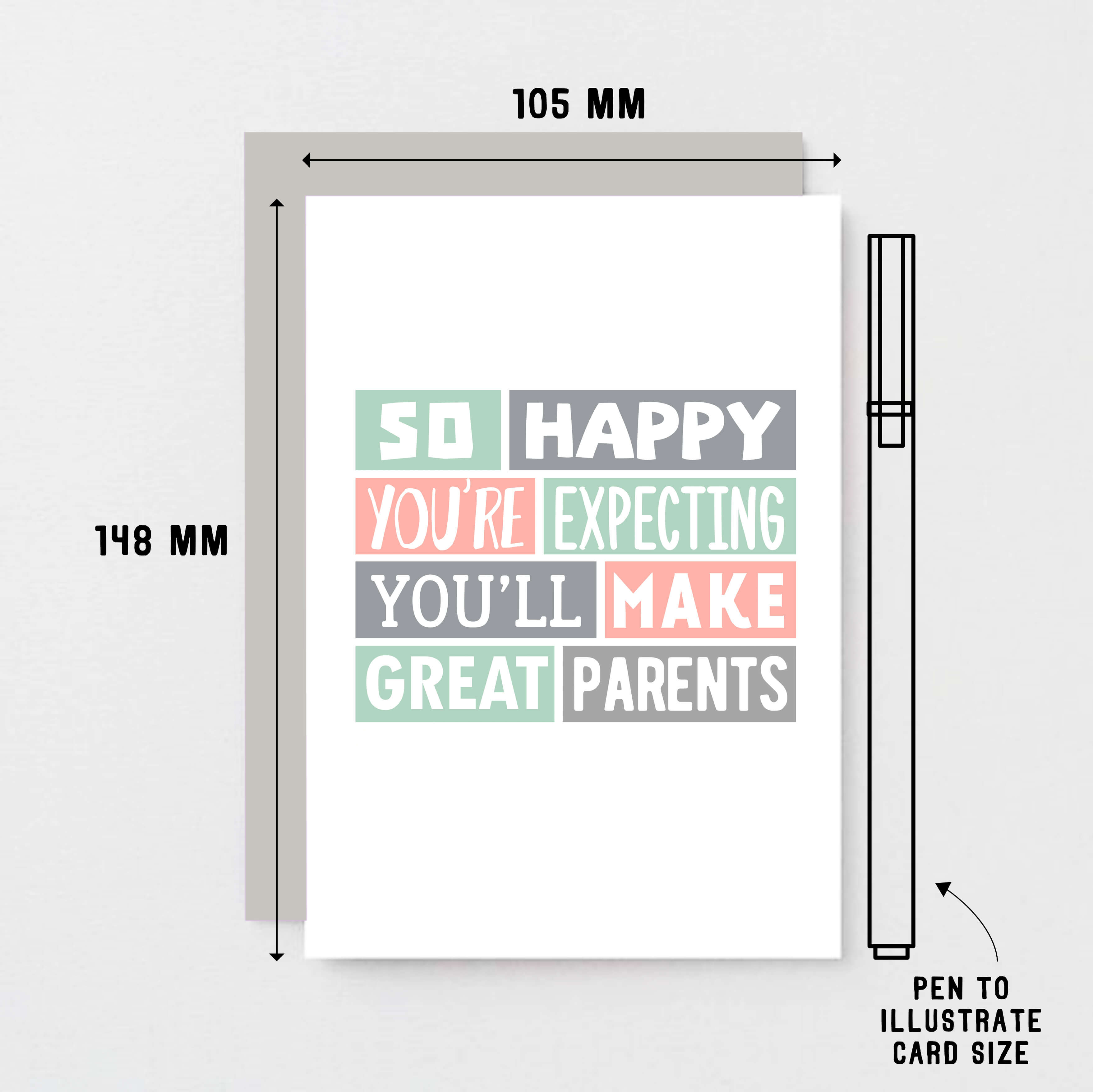 Expectant Parents Card. Reads So happy you're expecting. You'll make great parents. Product Code SE0300A6