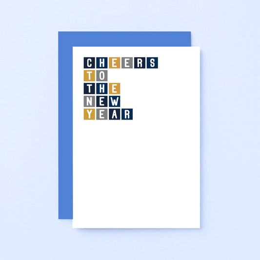 New Year Card by SixElevenCreations. Reads Cheers to the new year. Product Code SEC0034A6