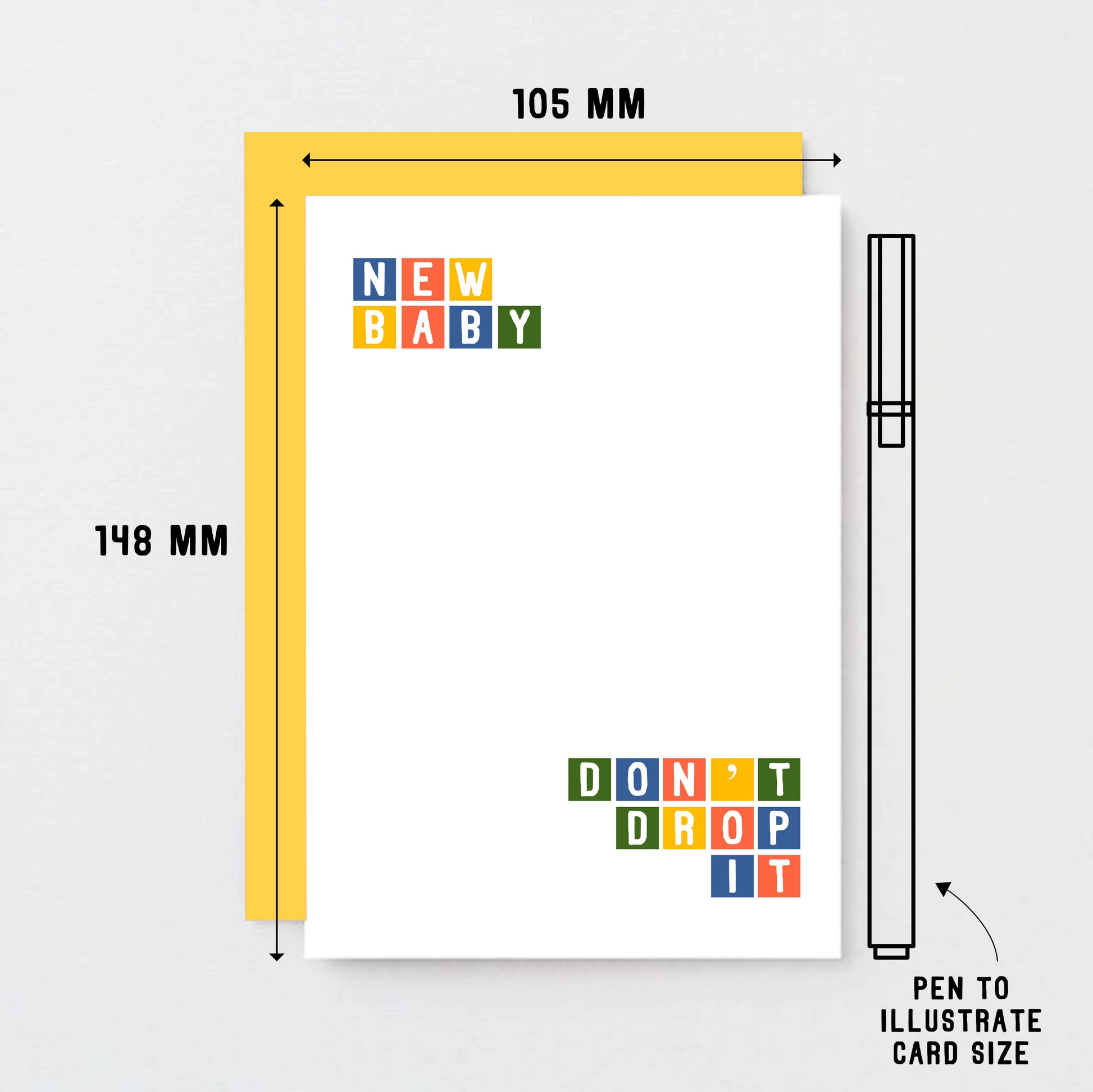New Baby Card by SixElevenCreations. Reads New baby Don't drop it. Product Code SE0265A6