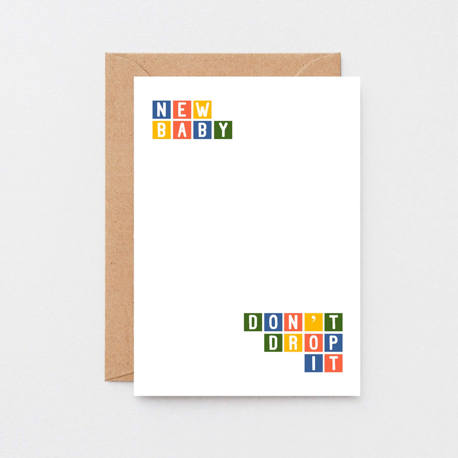 New Baby Card by SixElevenCreations. Reads New baby Don't drop it. Product Code SE0265A6