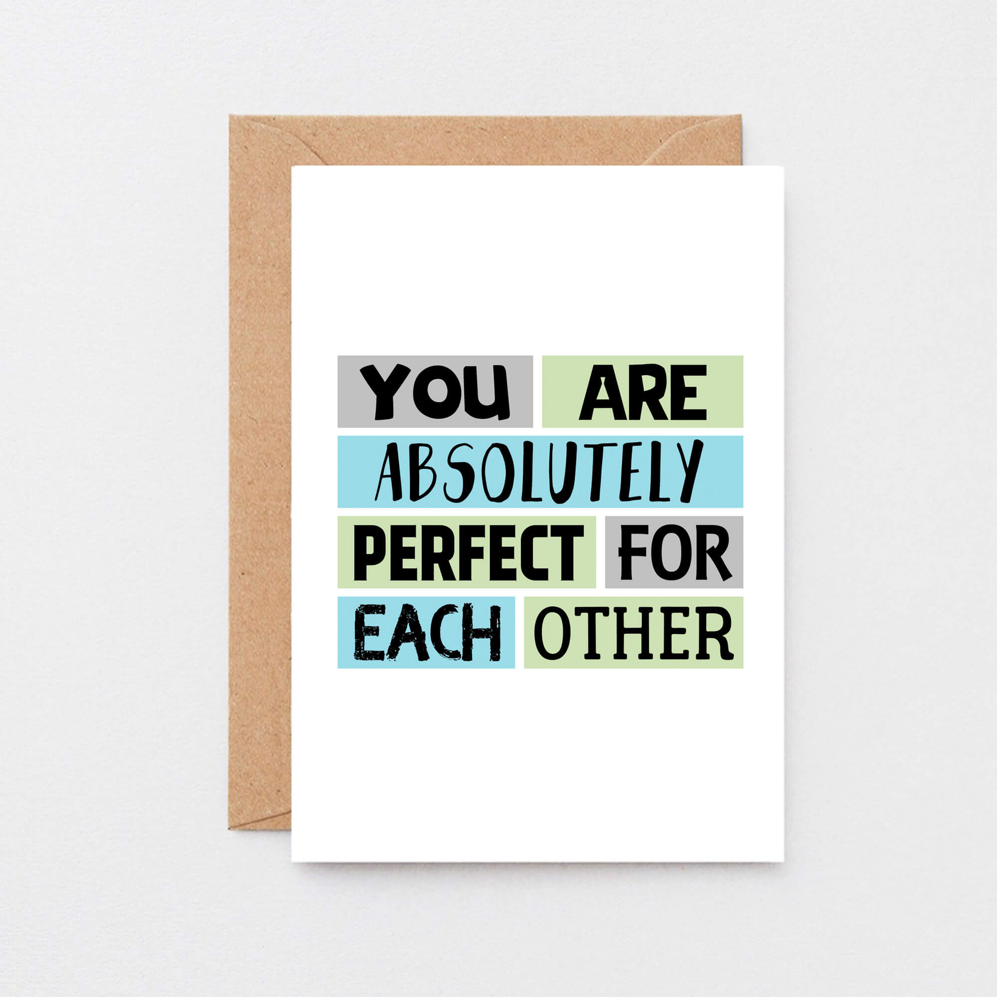 Congratulations Card by SixElevenCreations. Reads You are absolutely perfect for each other. Product Code SE0224A6