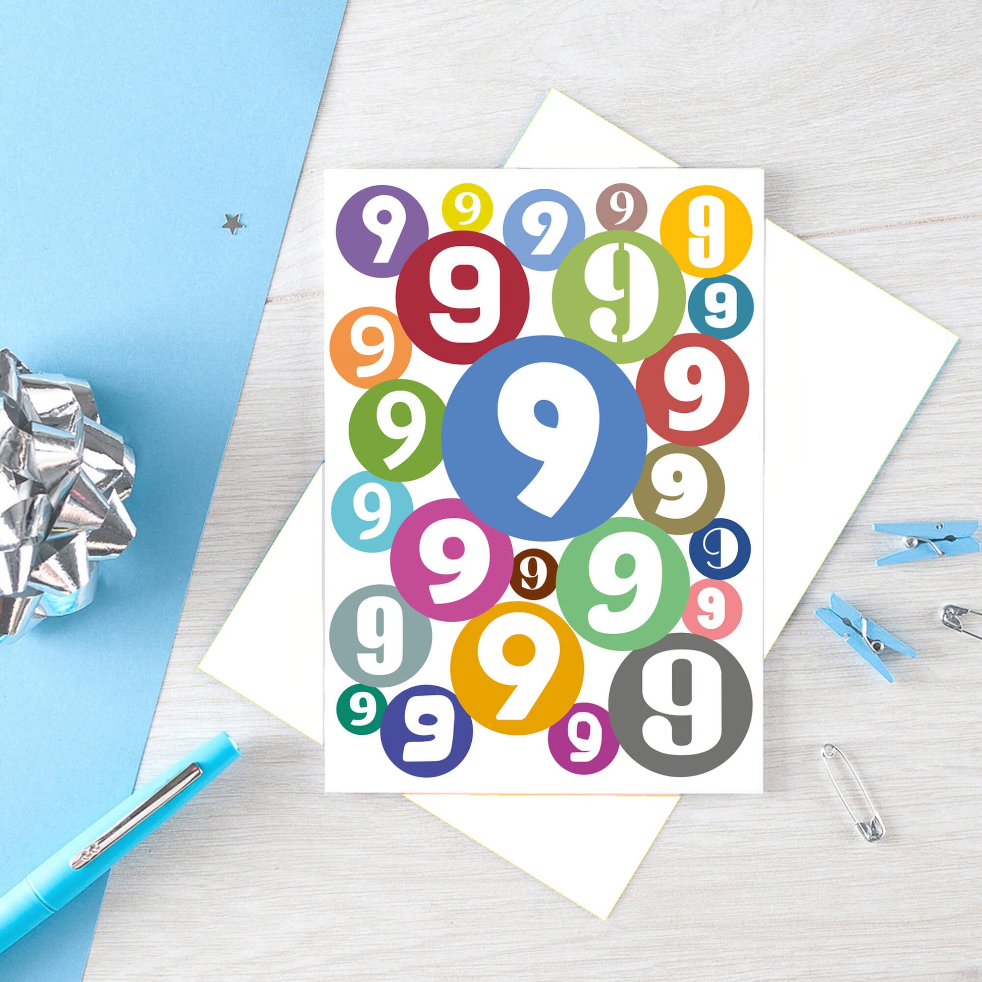 Big 9th Birthday Card by SixElevenCreations. Product Code SE2069A5