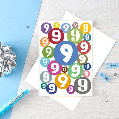 Big 9th Birthday Card by SixElevenCreations. Product Code SE2069A5