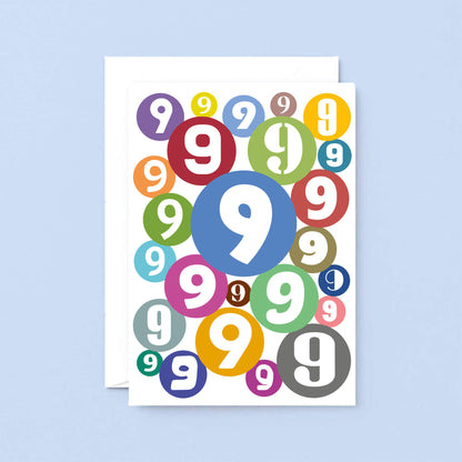 Big 9th Birthday Card by SixElevenCreations. Product Code SE2069A5