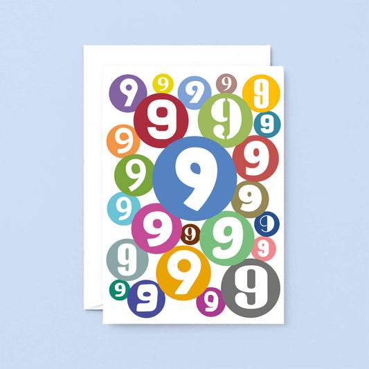 Big 9th Birthday Card by SixElevenCreations. Product Code SE2069A5