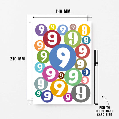Big 9th Birthday Card by SixElevenCreations. Product Code SE2069A5