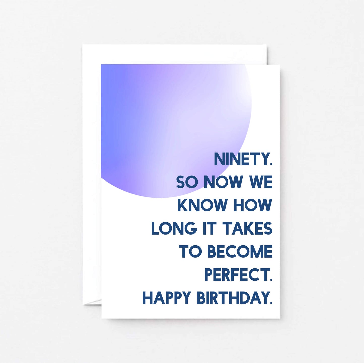 90th Birthday Card by SixElevenCreations. Reads Ninety. So now we know how long it takes to become perfect. Happy birthday. Product Code SE2060A6