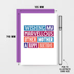 Other Mother Birthday Card by SixElevenCreations. Reads Wishing my marvellous other mother a happy birthday. Product Code SE0128A6