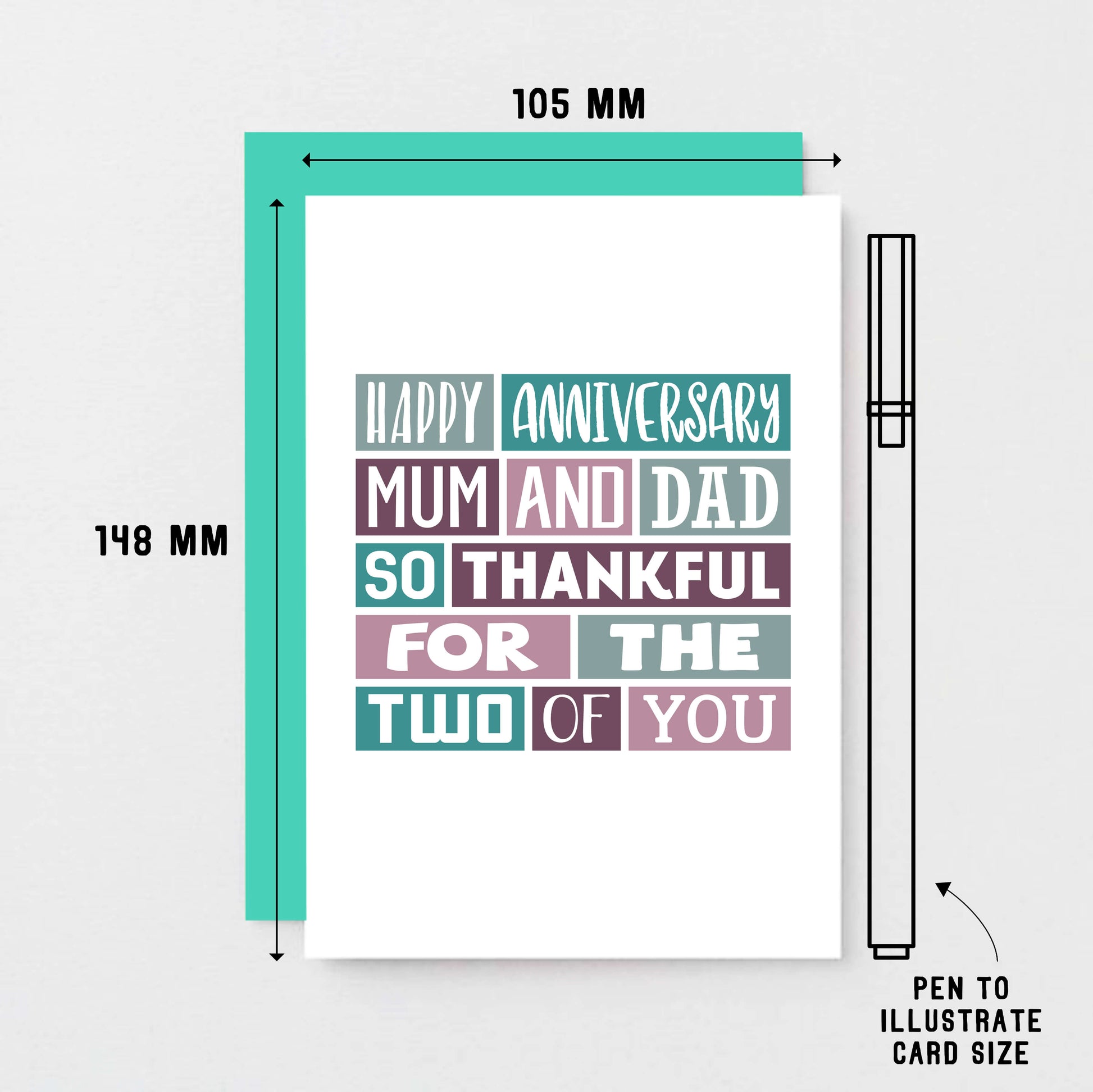 Parents Anniversary Card by SixElevenCreations. Reads Happy anniversary mum and dad. So thankful for the two of you. Product Code SE0063A6