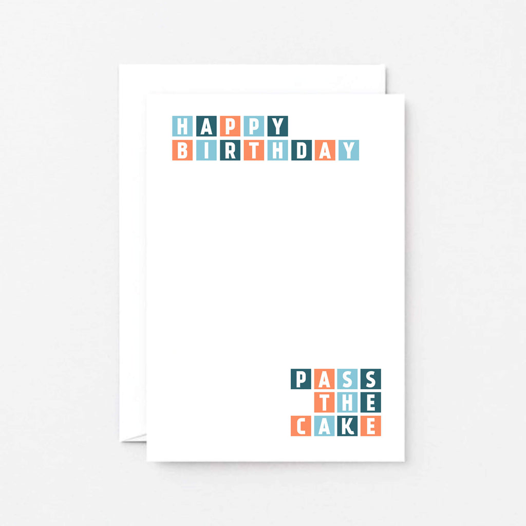 Birthday Card by SixElevenCreations. Reads Happy birthday Pass the cake. Product Code SE0288A6