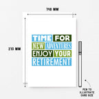 Retirement Card by SixElevenCreations. Reads Time for new adventures. Enjoy your retirement. Product Code SE0101A5