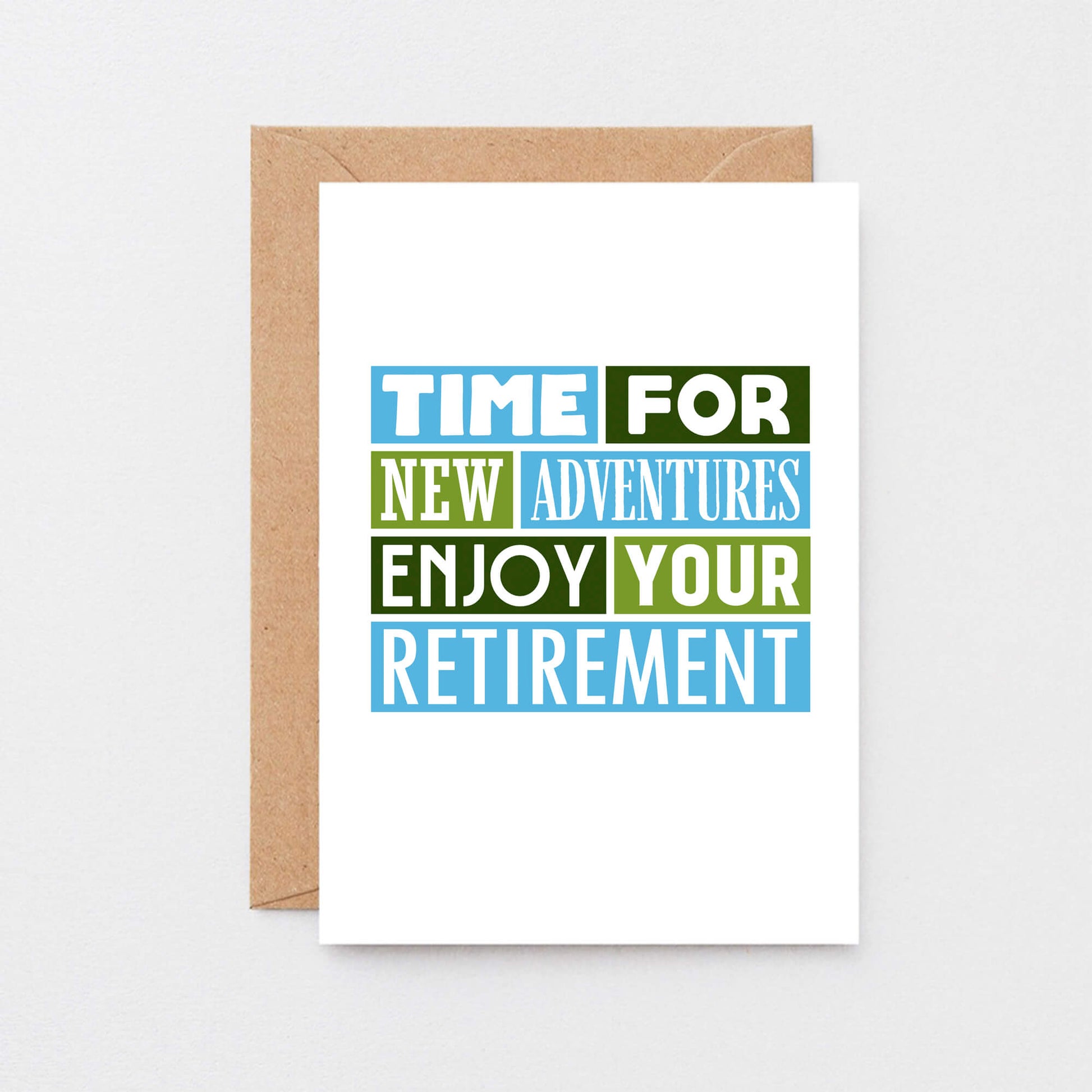 Retirement Card by SixElevenCreations. Reads Time for new adventures. Enjoy your retirement. Product Code SE0101A5