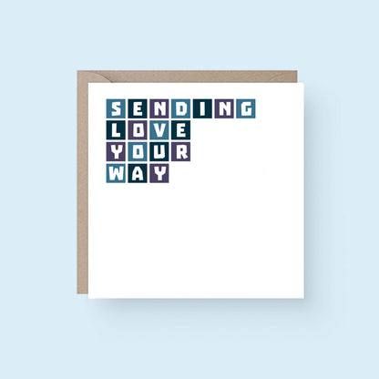 Thinking Of You Card by SixElevenCreations. Reads Sending love your way. Product Code SE0005SQ