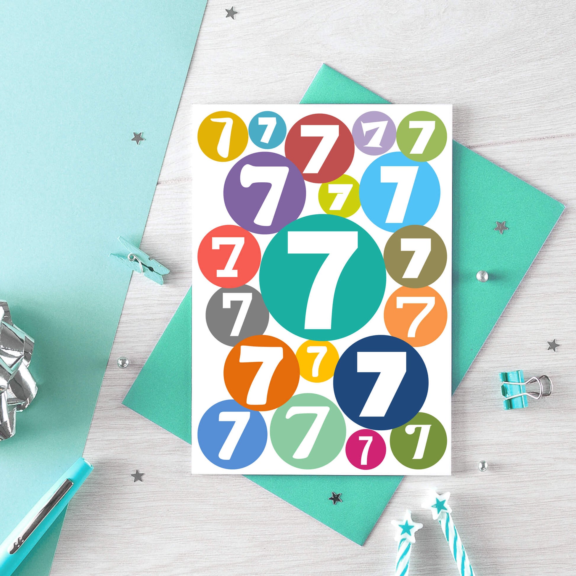 7th Birthday Card by SixElevenCreations. Product Code SE2067A6