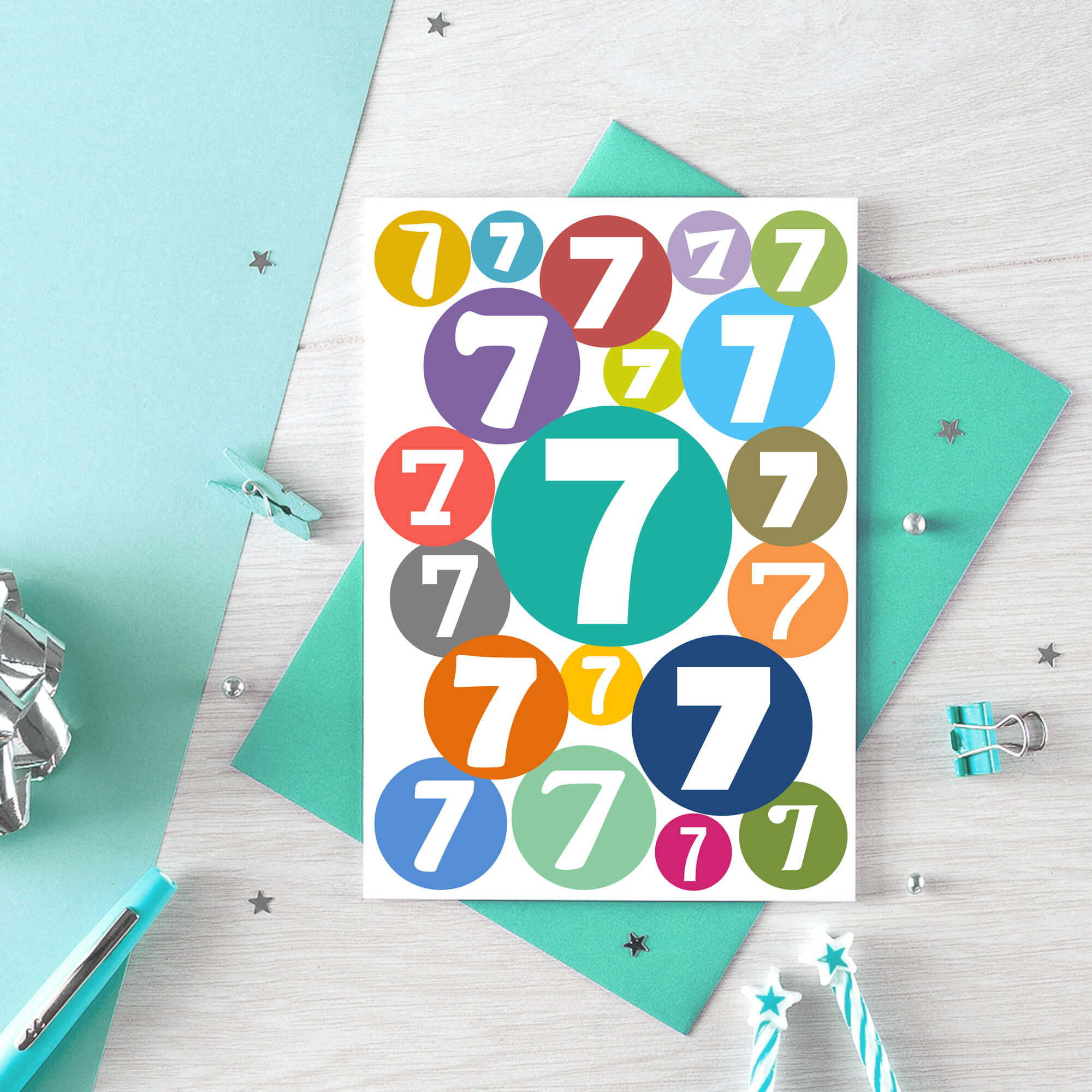 7th Birthday Card by SixElevenCreations. Product Code SE2067A6