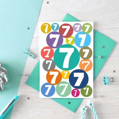 7th Birthday Card by SixElevenCreations. Product Code SE2067A6