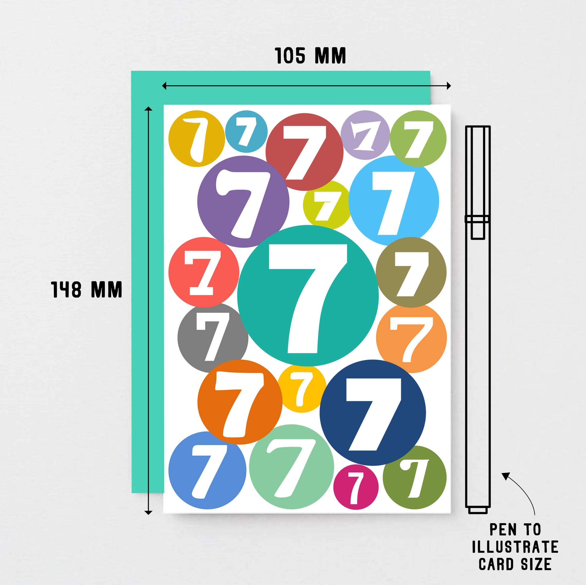 7th Birthday Card by SixElevenCreations. Product Code SE2067A6