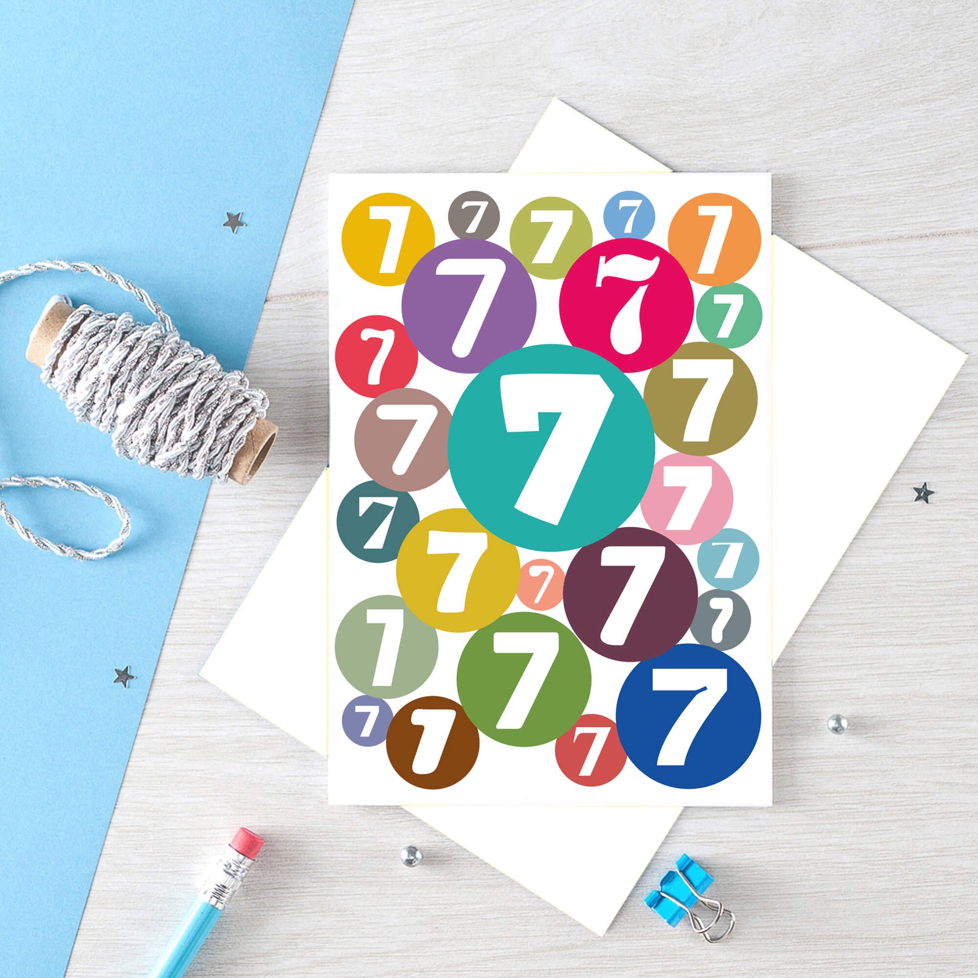 Big 7th Birthday Card by SixElevenCreations. Product Code SE2067A5