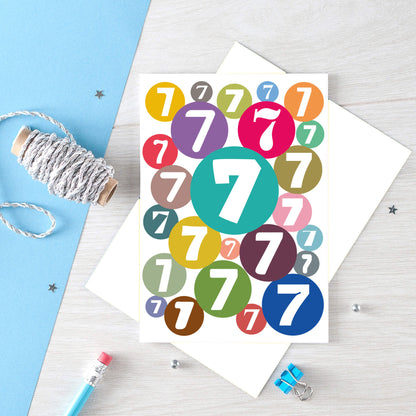 Big 7th Birthday Card by SixElevenCreations. Product Code SE2067A5