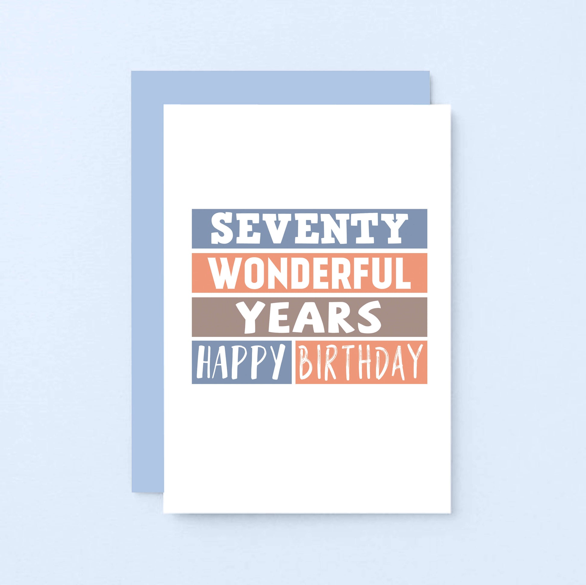 70th Birthday Card by SixElevenCreations. Reads Seventy wonderful years. Happy birthday. Product Code SE0230A6